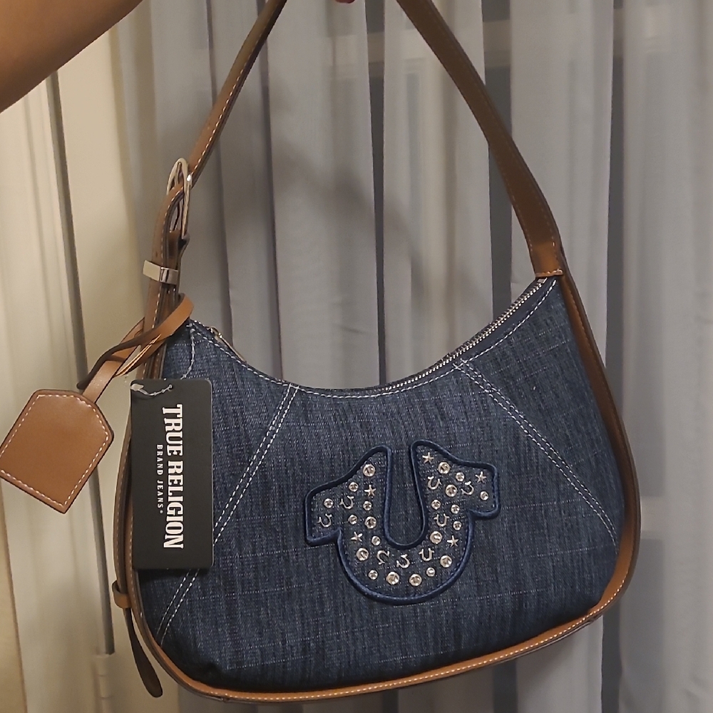 True Religion Blue Denim Shoulder Bag